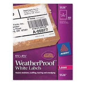  Avery  White Weatherproof Laser Shipping Labels, 5 1/2 x 