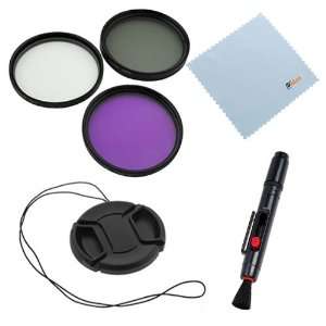  Filter(UV CPL FLD) Kit + Lens Cap with Strap + Lens Pen Cleaning 
