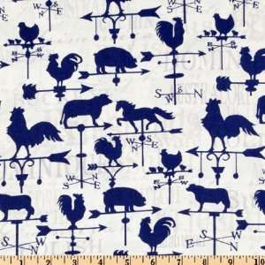  45 Wide French Country Roosters Weathervanes Dark Blue 